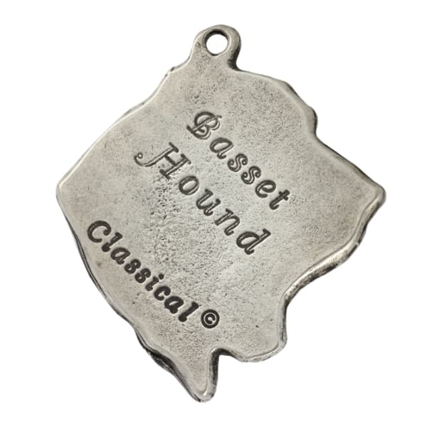 Basset Hound I - ett halsband med en hund i en presentask, en silverpläterad medaljong för en hundfantast, ett iögonfallande hänge från Art-Dog