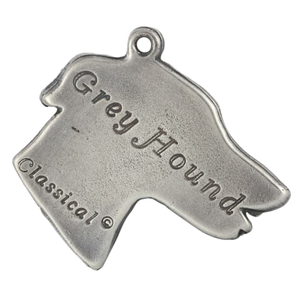 Greyhound, engelsk vinthund - halsband med en hund i presentförpackning, silverpläterad medaljong för en hundfantast, iögonfallande Art-Dog-hänge