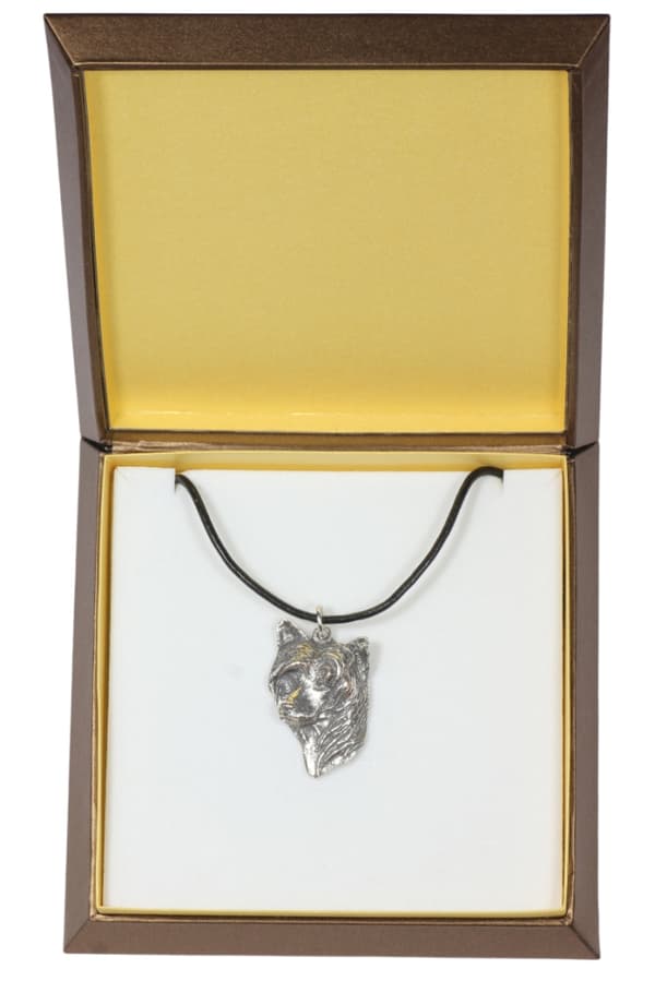 Chinese Crested Dog - halsband med en hund i presentask, silverpläterad medaljong för en hundfantast, attraktivt hänge från Art-Dog