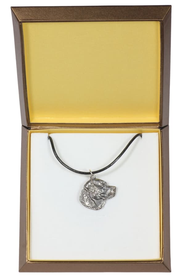 Labrador Retriever - ett halsband med en hund i en presentask, en silverpläterad medaljong för en hundfantast, ett iögonfallande hänge från Art-Dog
