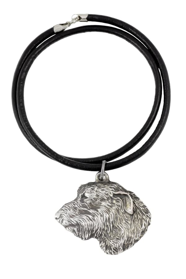 Irländsk varghund, irländsk varghund I - halsband med en hund i presentask, silverpläterad medaljong för en hundfantast, snyggt hänge från Art-Dog