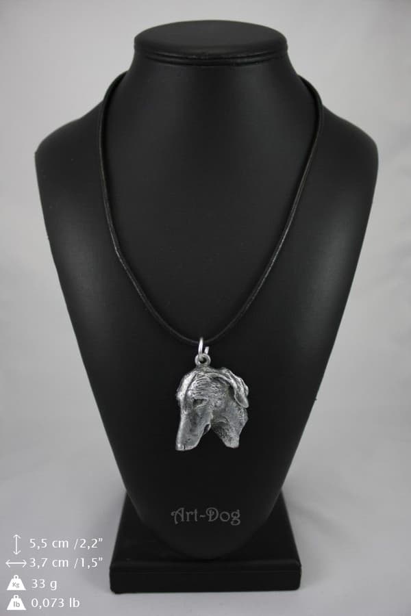 Afrikansk vinthund, Azawakh II - halsband med en hund i presentask, silverpläterad medaljong för en hundfantast, iögonfallande Art-Dog-hänge