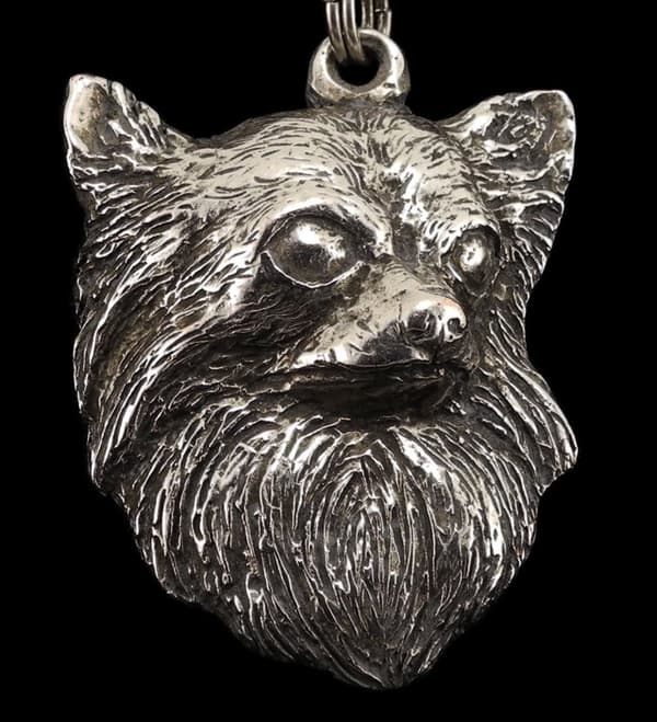 Långhårig Chihuahua - halsband med en hund i presentask, silverpläterad medaljong för en hundfantast, iögonfallande hänge från Art-Dog