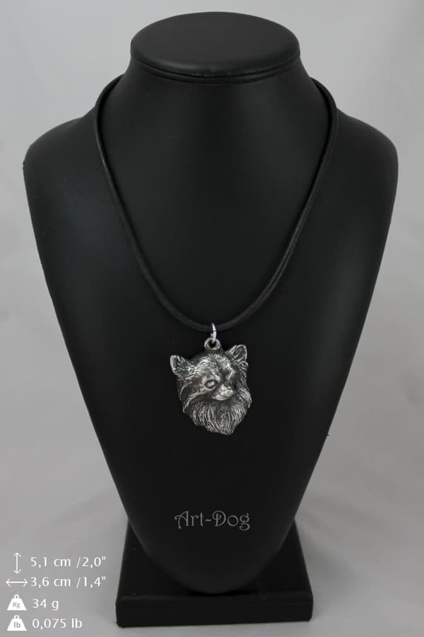 Långhårig Chihuahua - halsband med en hund i presentask, silverpläterad medaljong för en hundfantast, iögonfallande hänge från Art-Dog
