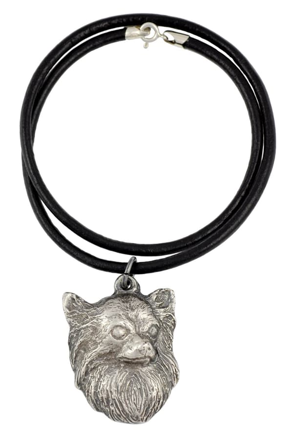 Långhårig Chihuahua - halsband med en hund i presentask, silverpläterad medaljong för en hundfantast, iögonfallande hänge från Art-Dog