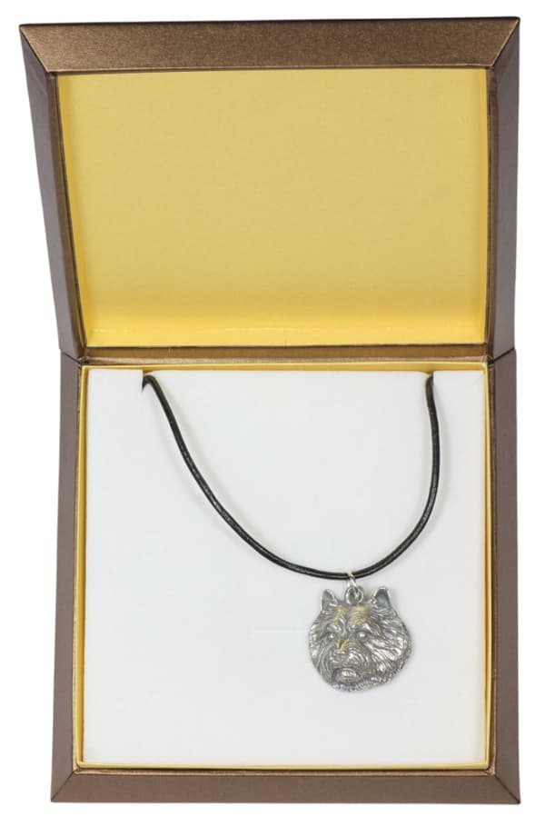 Norwich Terrier - ett halsband med en hund i en presentask, en silverpläterad medaljong för en hundfantast, ett iögonfallande hänge från Art-Dog