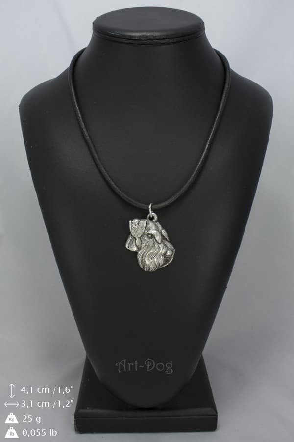 Schnauzer, Schnauzer IV - halsband med en hund i presentförpackning, silverpläterad medaljong för en hundfantast, iögonfallande Art-Dog-hänge