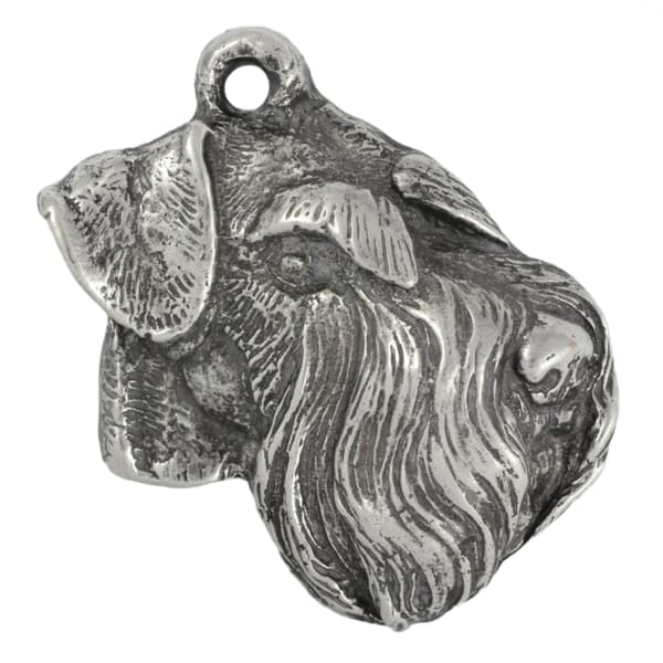 Schnauzer, Schnauzer IV - halsband med en hund i presentförpackning, silverpläterad medaljong för en hundfantast, iögonfallande Art-Dog-hänge
