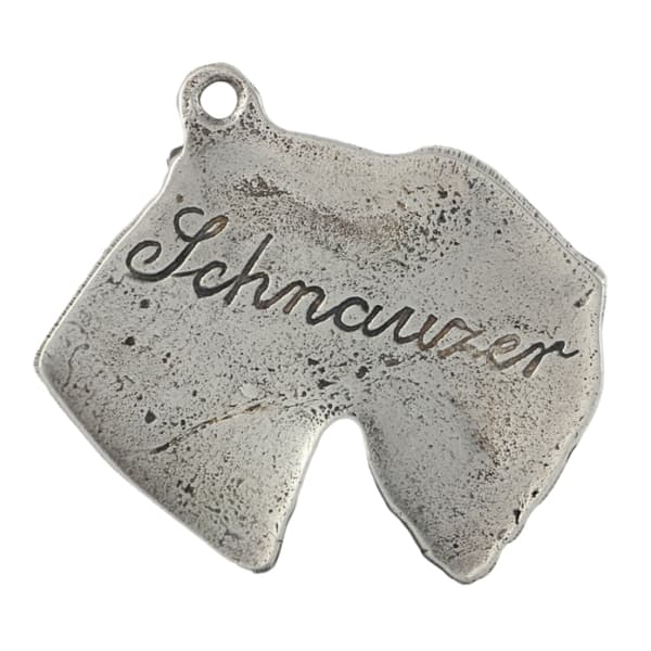 Schnauzer, Schnauzer III - halsband med en hund i presentförpackning, silverpläterad medaljong för en hundfantast, iögonfallande Art-Dog-hänge