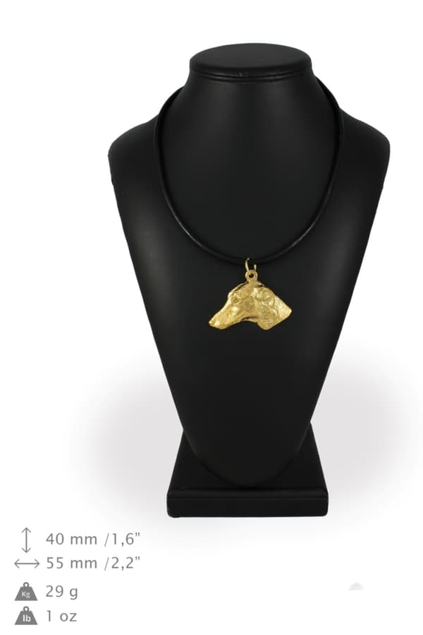 Afrikansk vinthund, Azawakh - halsband med en hund i presentförpackning, guldpläterat hänge för en hundfantast, iögonfallande Art-Dog-smycken