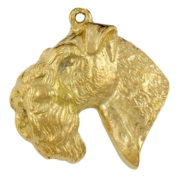 Kerry Blue Terrier, Irish Blue Terrier I - halsband med en hund i presentask, guldpläterat hänge för en hundfantast, iögonfallande Art-Dog-smycken