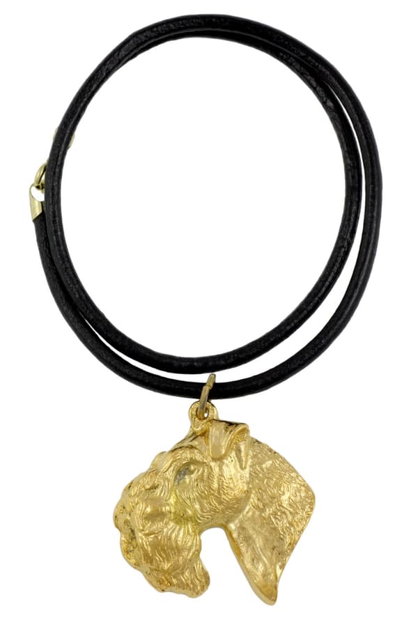 Kerry Blue Terrier, Irish Blue Terrier I - halsband med en hund i presentask, guldpläterat hänge för en hundfantast, iögonfallande Art-Dog-smycken