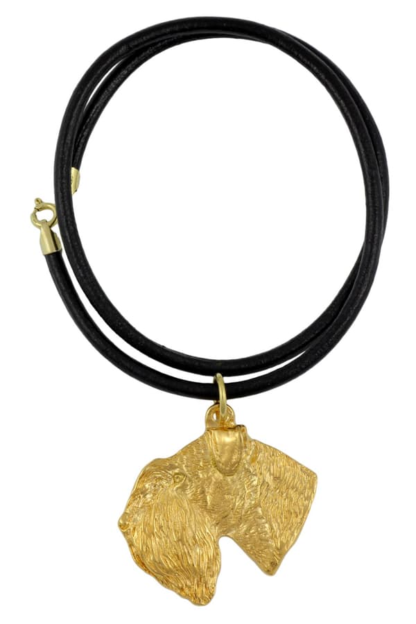 Schnauzer, Schnauzer III - halsband med en hund i presentförpackning, guldpläterat hänge för en hundfantast, iögonfallande Art-Dog-smycken