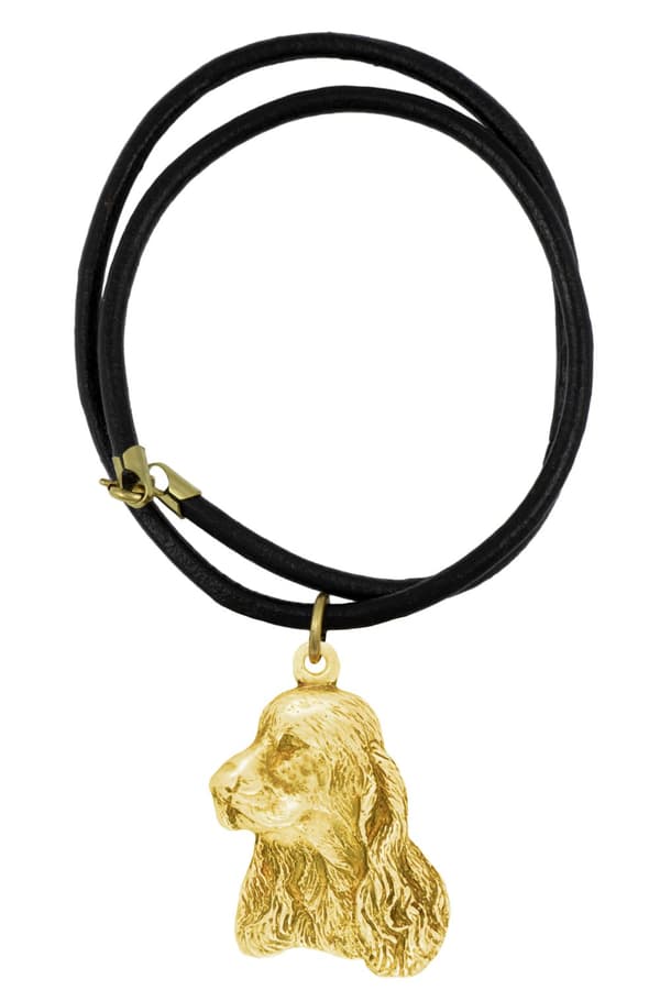 Engelsk Cocker Spaniel - halsband med en hund i presentförpackning, guldpläterat hänge för en hundfantast, iögonfallande Art-Dog smycken