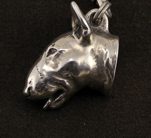Bull terrier, Bull Terrier I - halsband med en hund, hundhänge på en silverkedja, unika Art-Dog smycken