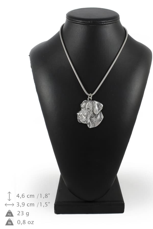 Grand Danois - halsband med en hund, hundhänge på en silverkedja, unika Art-Dog-smycken