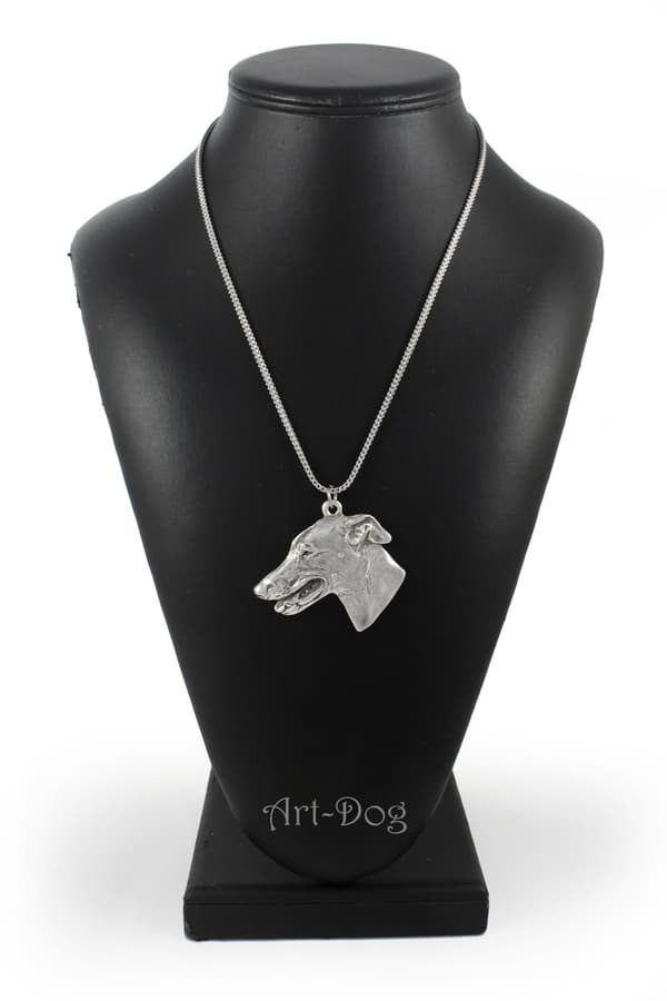 Greyhound, engelsk vinthund - halsband med en hund, hundhänge på en silverkedja, unika Art-Dog-smycken