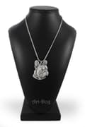 Miniatyrbild 1 av 8: Fransk bulldog I - halsband med hund, hundhänge på en silverkedja, unika Art-Dog-smycken
