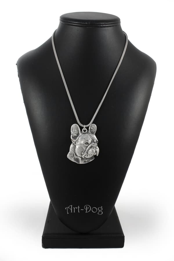 Fransk bulldog I - halsband med hund, hundhänge på en silverkedja, unika Art-Dog-smycken