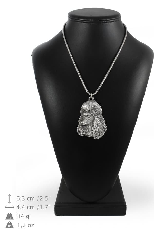 Pudel - halsband med en hund, hundhänge på en silverkedja, unika Art-Dog-smycken