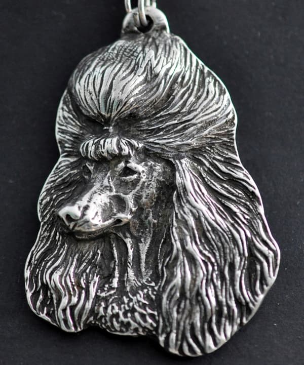 Pudel - halsband med en hund, hundhänge på en silverkedja, unika Art-Dog-smycken