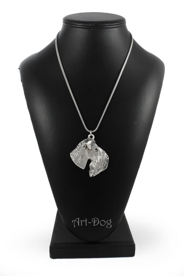 Kerry Blue Terrier, Irish Blue Terrier - kaulakoru koiran kanssa, koiran riipus hopeaketjussa, ainutlaatuiset Art-Dog korut