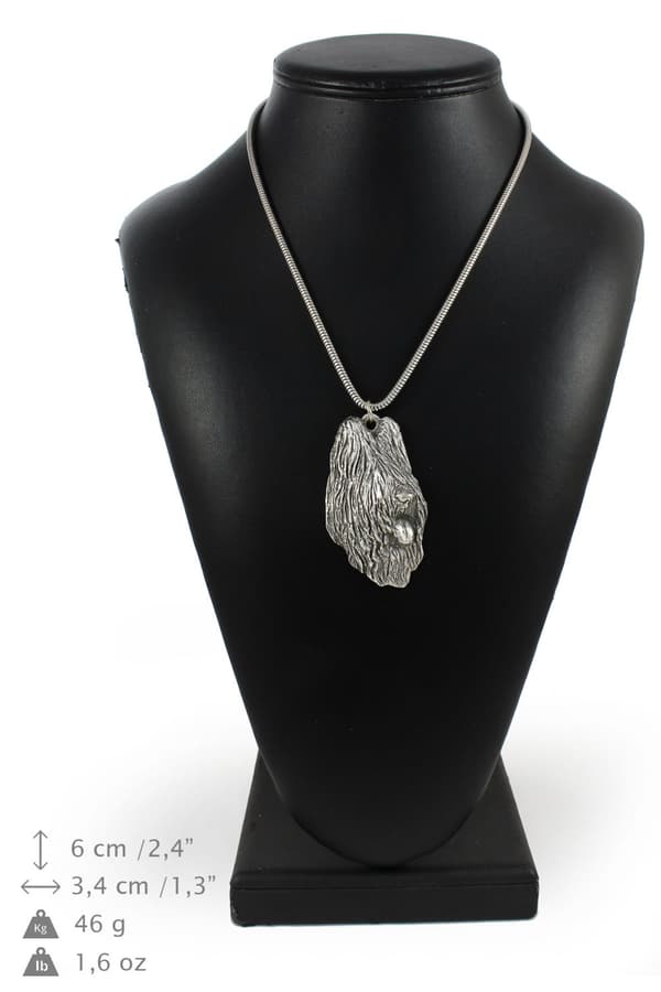 Fransk Shepherd Briard, Berger de Brie I - halsband med en hund, hundhänge på en silverkedja, unika Art-Dog-smycken