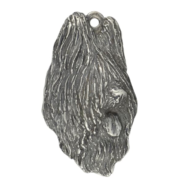 Fransk Shepherd Briard, Berger de Brie I - halsband med en hund, hundhänge på en silverkedja, unika Art-Dog-smycken