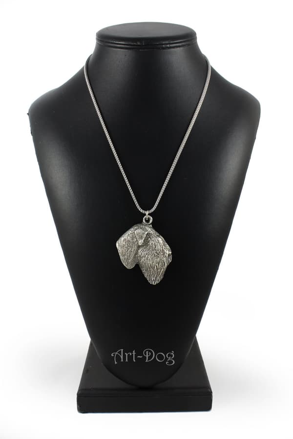 Russian Black Terrier - halsband med en hund, hundhänge på en silverkedja, unika Art-Dog-smycken