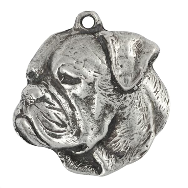 Amerikkalainen bulldog - kaulakoru koiran kanssa, koiran riipus hopeaketjussa, ainutlaatuiset Art-Dog-korut
