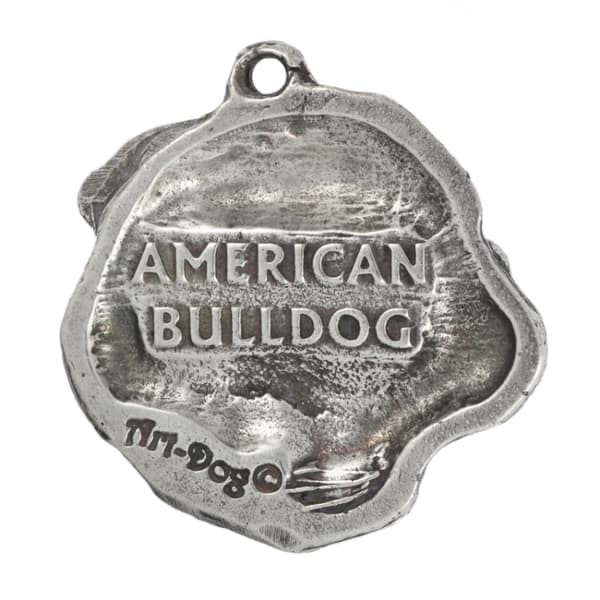 Amerikkalainen bulldog - kaulakoru koiran kanssa, koiran riipus hopeaketjussa, ainutlaatuiset Art-Dog-korut