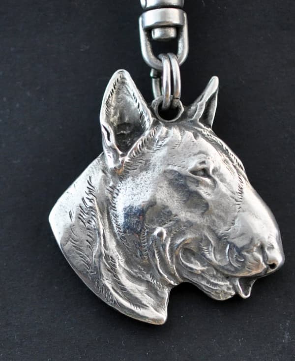 Bull terrier, Bull Terrier III - halsband med en hund, hundhänge på en silverkedja, unika Art-Dog smycken