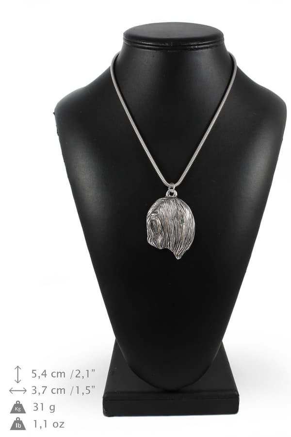 Lhasa Apso - halsband med en hund, hundhänge på en silverkedja, unika Art-Dog-smycken