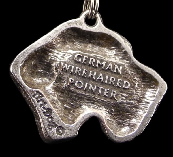 German Wirehaired Pointer, Drahthaar - halsband med en hund, hundhänge på en silverkedja, unika Art-Dog-smycken