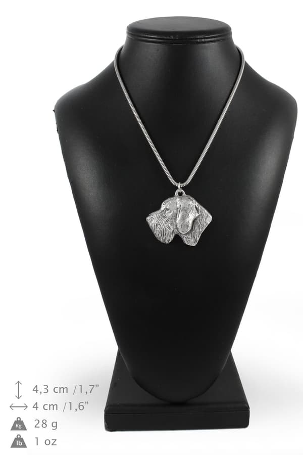 German Wirehaired Pointer, Drahthaar - halsband med en hund, hundhänge på en silverkedja, unika Art-Dog-smycken