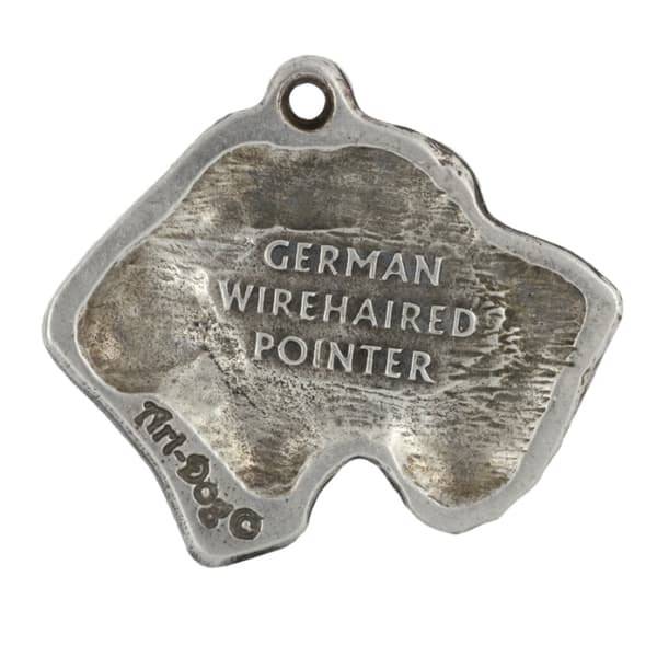 German Wirehaired Pointer, Drahthaar - halsband med en hund, hundhänge på en silverkedja, unika Art-Dog-smycken