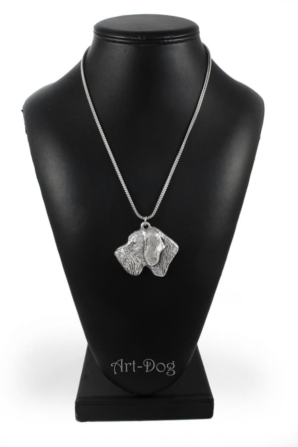 German Wirehaired Pointer, Drahthaar - halsband med en hund, hundhänge på en silverkedja, unika Art-Dog-smycken