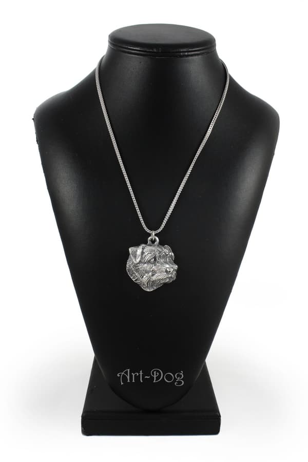 Norfolk Terrier - halsband med en hund, hundhänge på en silverkedja, unika Art-Dog-smycken