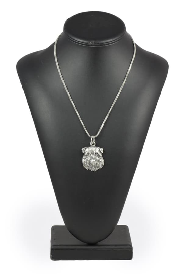 Brussels Griffon, Griffon bruxellois - halsband med en hund, hundhänge på en silverkedja, unika Art-Dog-smycken