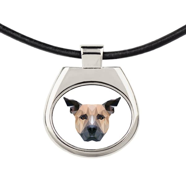 Staffordshire Bull Terrier, Staffik, Staffi - halsband med ett foto och en geometrisk inskription av Art-Dog