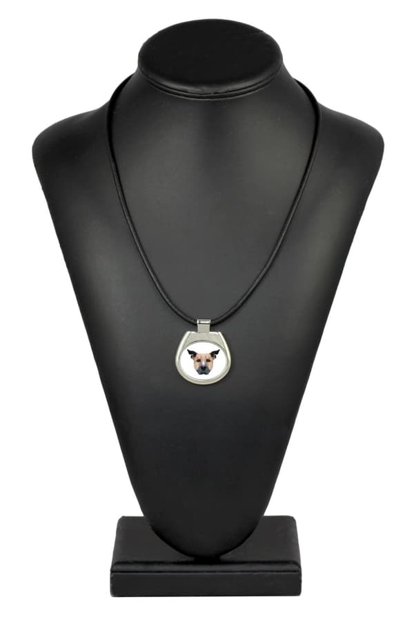 Staffordshire Bull Terrier, Staffik, Staffi - halsband med ett foto och en geometrisk inskription av Art-Dog