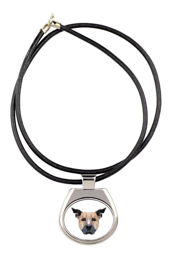 Staffordshire Bull Terrier, Staffik, Staffi - halsband med ett foto och en geometrisk inskription av Art-Dog