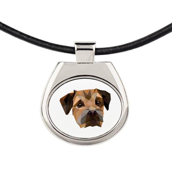 Border Terrier - halskæde med et foto og en geometrisk inskription af Art-Dog