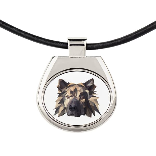 Eurasier, Eurasian - halskæde med et foto og en geometrisk inskription af Art-Dog