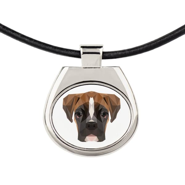 Boxer, Boxer III - halsband med ett foto och en geometrisk inskription av Art-Dog