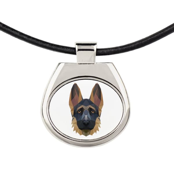 Schæferhund, Alsace I - halskæde med foto og geometrisk inskription af Art-Dog