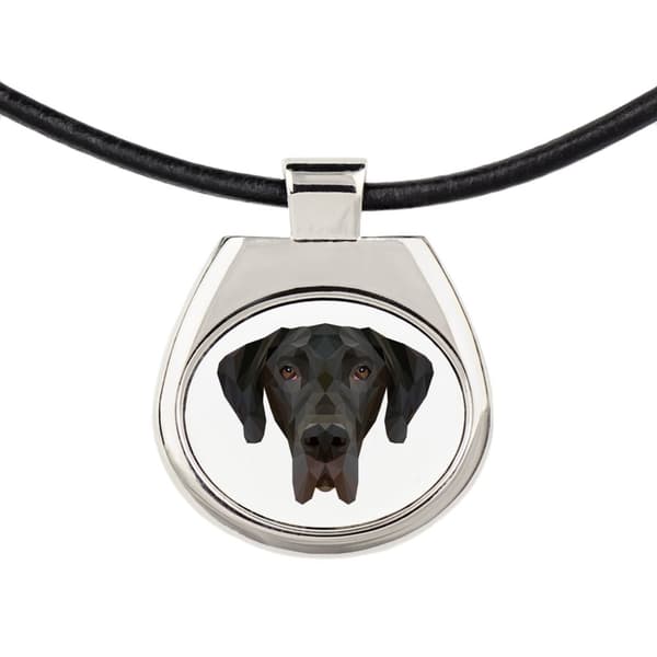 Great Dane I - halskæde med et foto og en geometrisk inskription af Art-Dog
