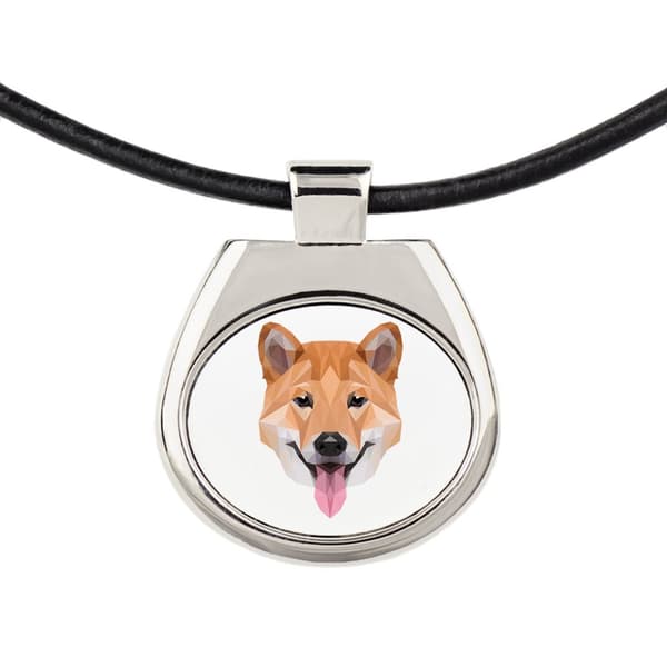 Shiba Inu - halsband med ett foto och en geometrisk inskription av Art-Dog