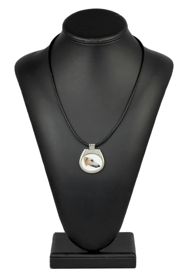 Ryska Borzoi, Borzoi, Barzoi - halsband med foto och geometrisk inskription av Art-Dog