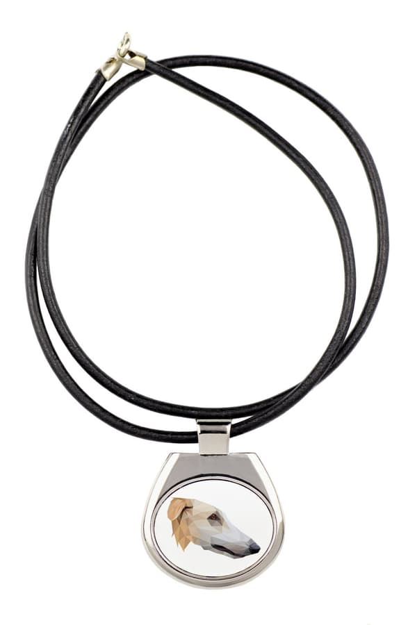 Ryska Borzoi, Borzoi, Barzoi - halsband med foto och geometrisk inskription av Art-Dog